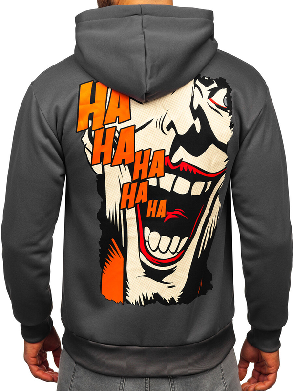 Homme Sweat-shirt kangourou à capuche imprimé Graphite Bolf M286