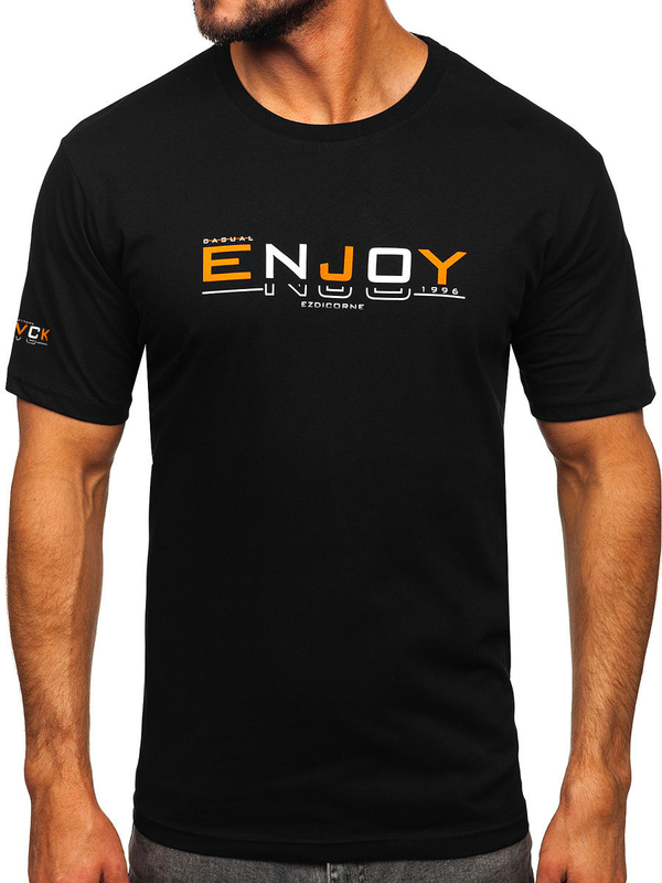 Tee-shirt en coton imprimé pour homme noir Bolf 14773