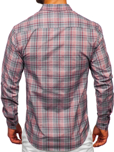 Homme Chemise à carreaux à manche longue Rouge Bolf 22748