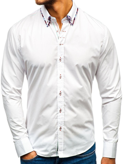 La chemise élégante avec les manches longues pour homme blanche Bolf 2701