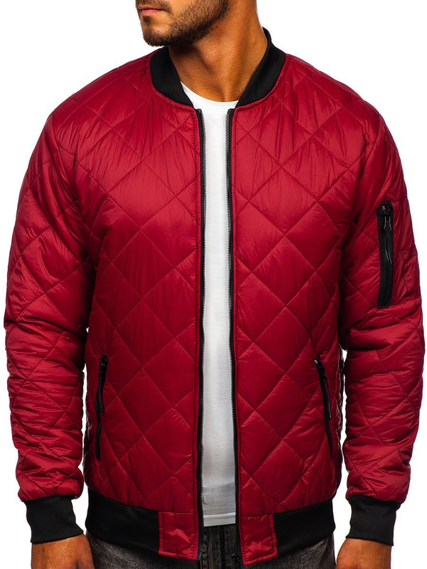 Blouson bomber de transition matelassé pour homme bordeaux Bolf MY-01A