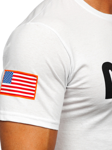 Tee-shirt en coton imprimé pour homme blanc Bolf 14401