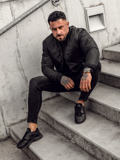 Blouson bomber de transition pour homme noir Bolf AK95A