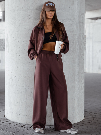 Ensemble sweat-shirt zippé deux pièces femme chocolat Bolf 821109