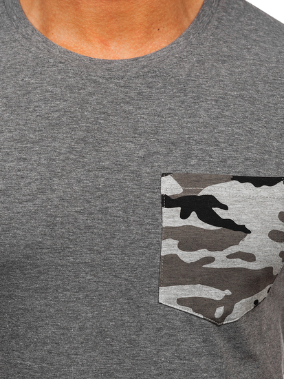 Tee-shirt imprimé avec petite poche camo pour homme graphite Bolf 8T85