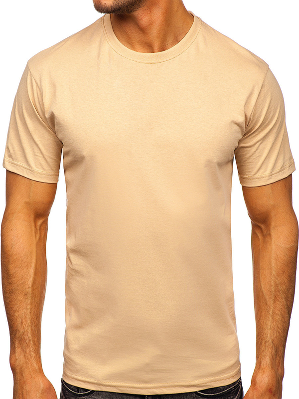 T-shirt homme en coton beige uni Bolf 192397