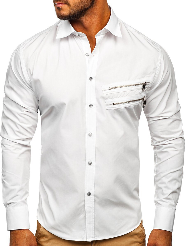 Chemise à manches longues élégante pour homme blanche Bolf 20703