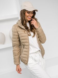 Femme Blouson de transition à capuche Beige Bolf B0124