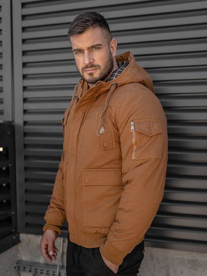 Blouson d'hiver en coton épais pour homme camel Bolf 1890A