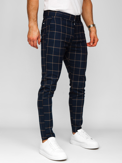 Homme Pantalon élégant à carreaux Bleu foncé Bolf 184177