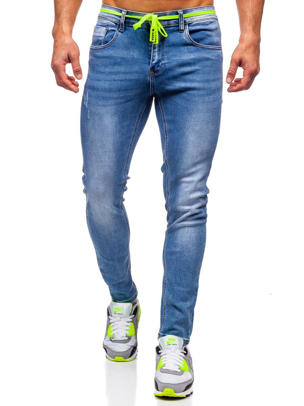 Pantalon en jean skinny fit pour homme bleu foncé Bolf KX555