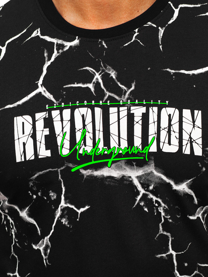 T-shirt homme en coton noir avec imprimé Bolf 14717