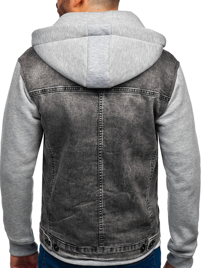 Blouson en jean gris pour homme à capuche Bolf 10350