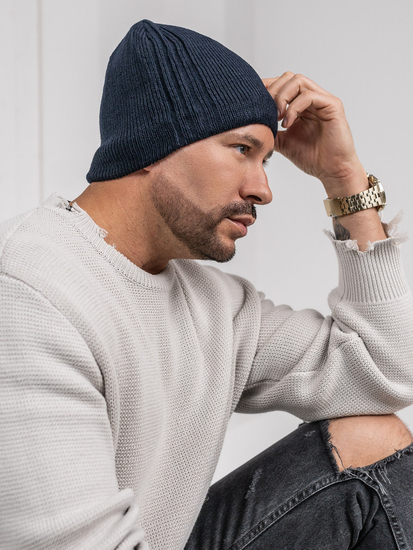 Homme Bonnet d'hiver chaud Bleu foncé Bolf 387074