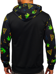 Sweat-shirt imprimé à capuche pour homme noir Bolf HM631