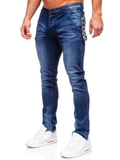 Homme Pantalon en jean slim fit Bleu foncé Bolf MP0091BS