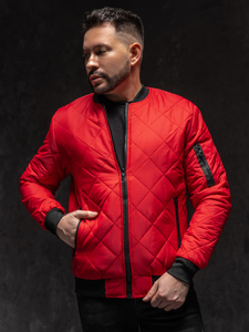 Homme Blouson de transition bomber matelassé Rouge Bolf MY-01A1