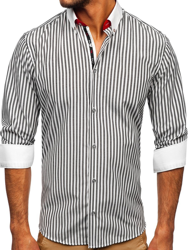 Chemise à manches longues pour homme graphite rayée Bolf 20727