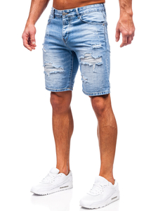 Short en jean pour homme bleu foncé Bolf RJ951