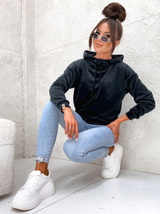 Femme Sweat-shirt à capuche en velours Noir Bolf 8270