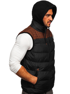 Gilet matelassé à capuche pour homme noir Bolf B5382