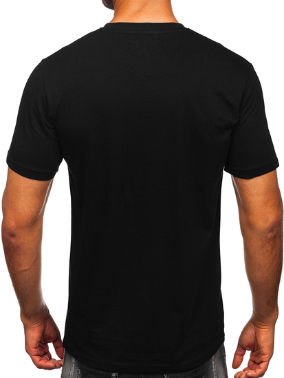 Homme T-shirt imprimé en coton Noir Bolf MPO3500