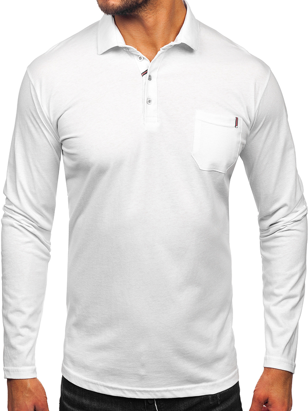 Homme Polo en coton à manches longues Blanc Bolf 5120
