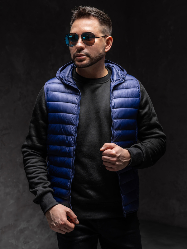Homme Gilet matelassé à capuche Bleu foncé Bolf LY36A1