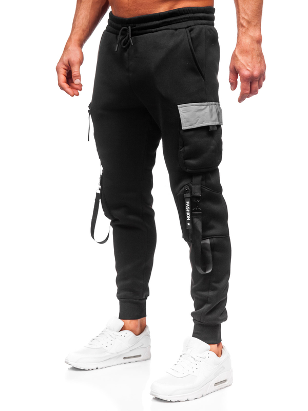 Homme Pantalon jogger cargo Noir Bolf HSS020