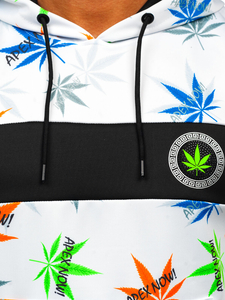 Sweat-shirt imprimé à capuche pour homme blanc Bolf HM517