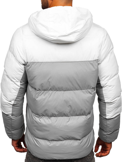 Homme Blouson d'hiver Blanc-Gris Bolf CS1006
