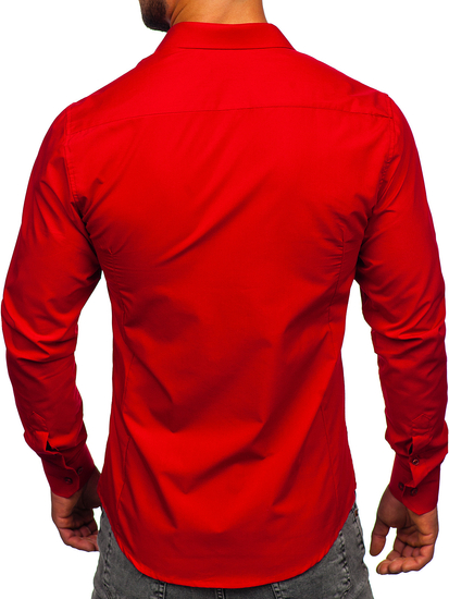 Chemise élégante rouge foncé à manches longues pour homme Bolf 1703