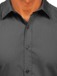 Chemise élégante graphite clair à manches longues pour homme Bolf 1703