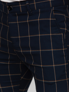 Homme Pantalon élégant à carreaux Bleu foncé Bolf 184177
