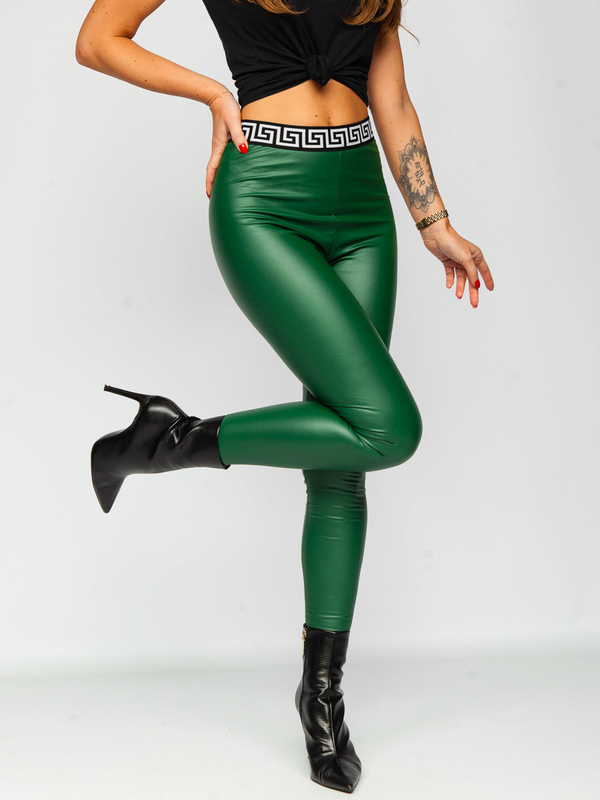 Le legging en simili cuir pour femme vert Bolf MY16572