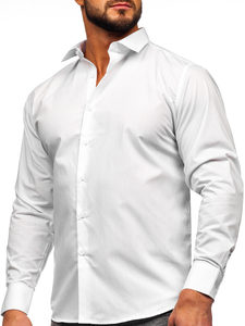 Chemise élégante à manche longue slim fit pour homme blanche Bolf MS13
