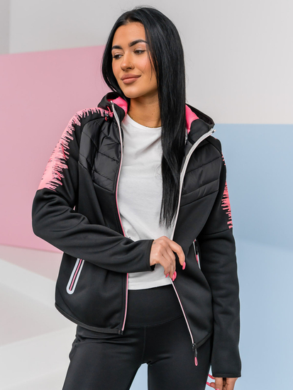 Veste sweat à capuche mi-saison femme noir Bolf KSW4007