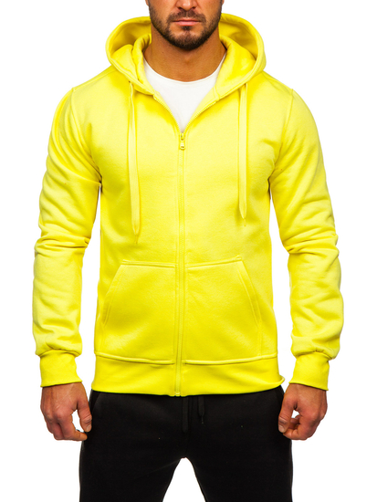 Survêtement avec un sweat-shirt à capuche zippé pour homme jaune clair Bolf D004