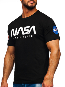 Tee-shirt en coton imprimé pour homme noir Bolf 14401