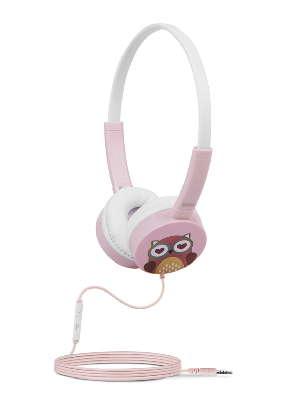 Casque filaire avec microphone rose pour enfants W15