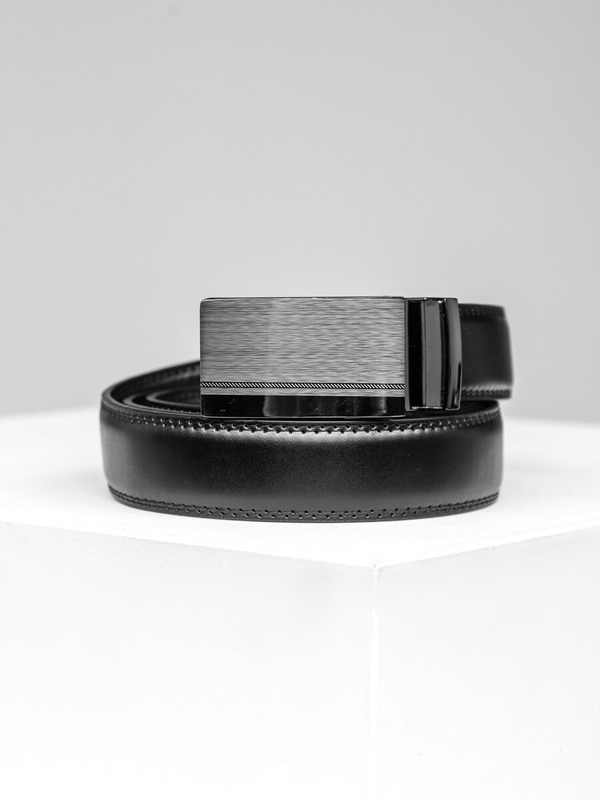Homme Ceinture en cuir Noir Bolf C001