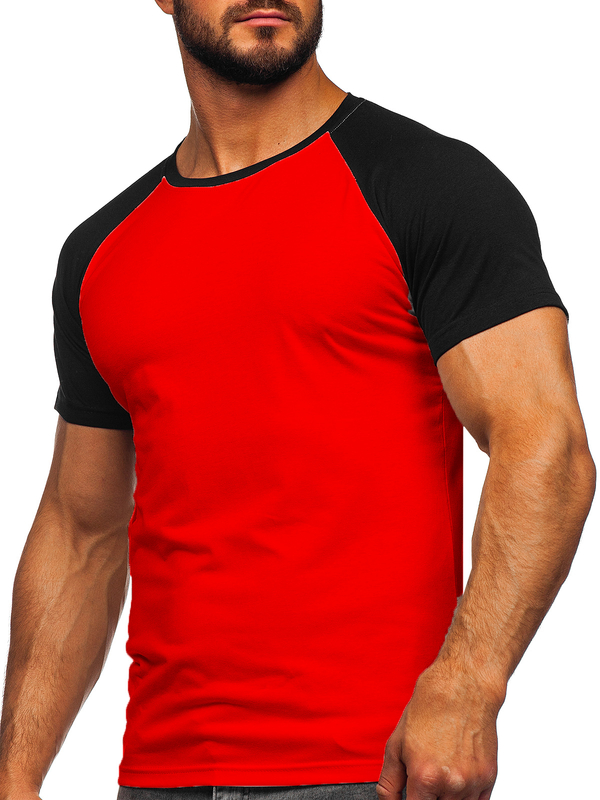 Tee-shirt pour homme rouge-noir Bolf 8T82
