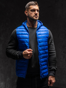 Homme Gilet matelassé à capuche Bleu cobalt Bolf LY36A1