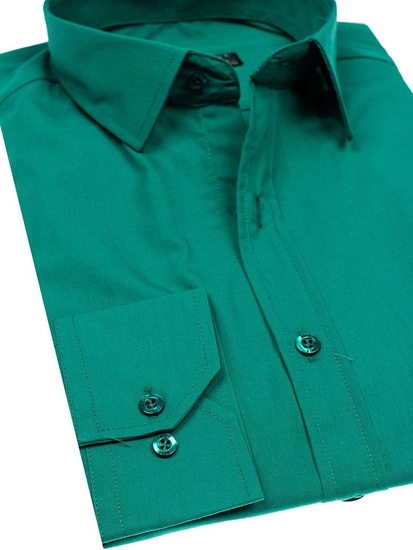 Chemise élégante vert foncé à manches longues pour homme Bolf 1703