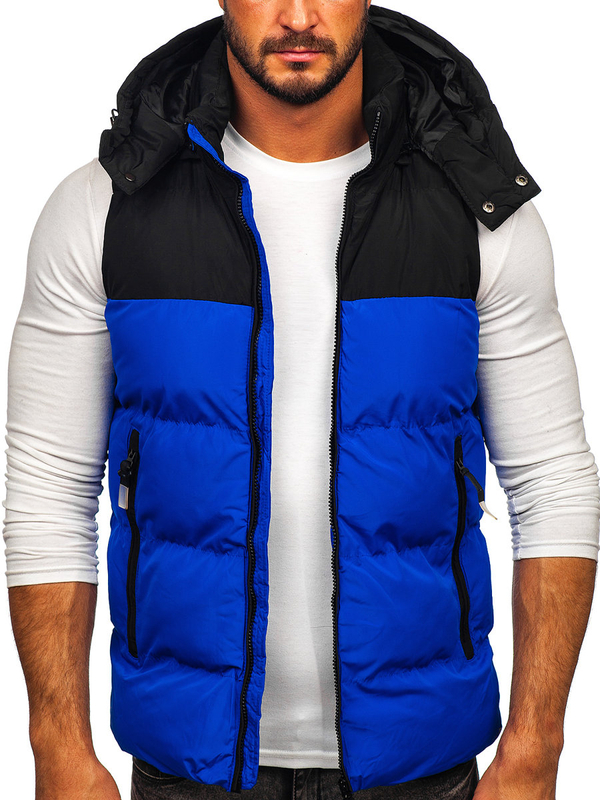 Gilet matelassé à capuche pour femme bleu Bolf 1189