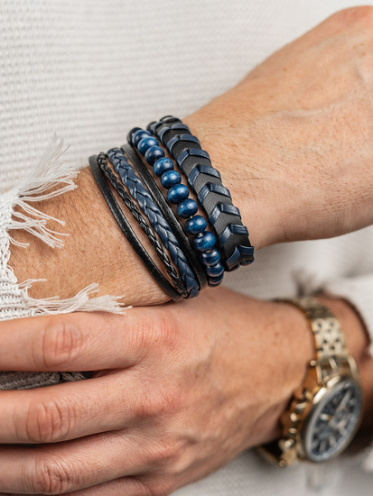 Homme Ensemble de bracelets Bleu foncé Bolf TT1133-3P 3 PACK