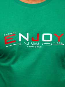 Homme T-shirt imprimé en coton Vert Bolf 14739