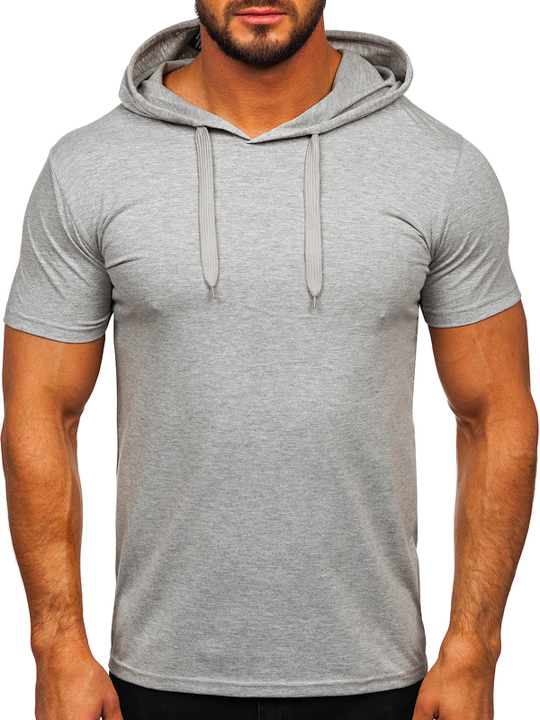 Tee-shirt sans imprimé à capuche pour homme gris Bolf 8T89