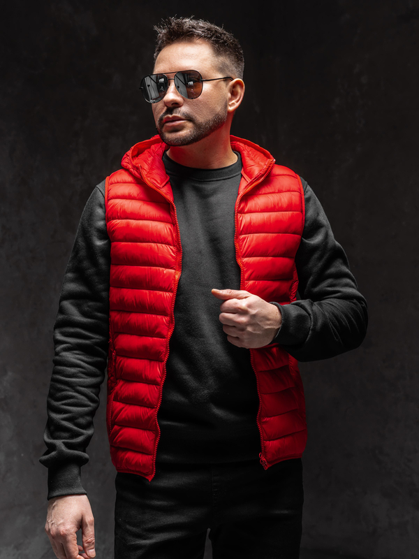Homme Gilet matelassé à capuche Rouge Bolf LY36A1