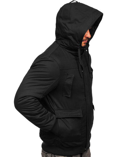 Blouson d'hiver épais en coton pour homme noir Bolf 1890
